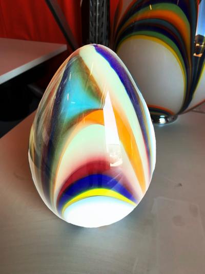  SimoEng White Egg Small Lamp in Murano Style Multicolored Glass