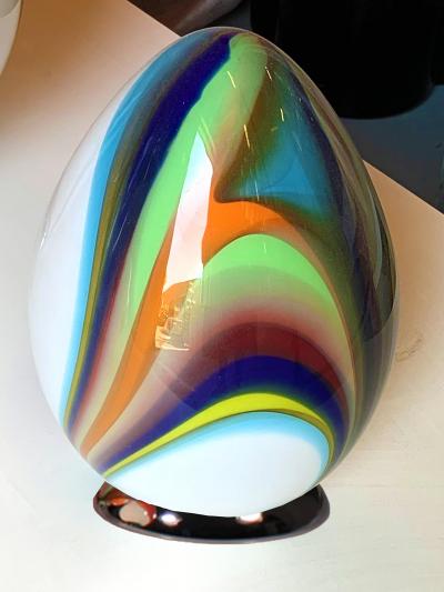 SimoEng White Egg Small Lamp in Murano Style Multicolored Glass