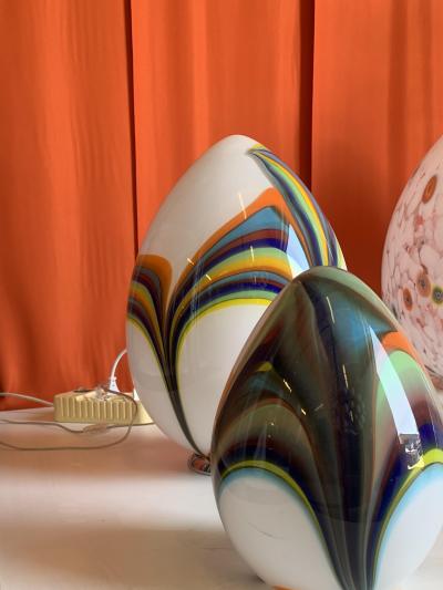 SimoEng White Egg Small Lamp in Murano Style Multicolored Glass