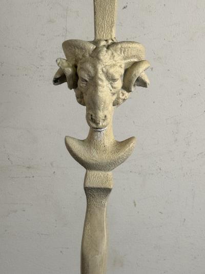  Sirmos NEOCLASSICAL RESIN RAMS HEAD FLOOR LAMP IN THE MANNER OF T H ROBSJOHN GIBBINGS