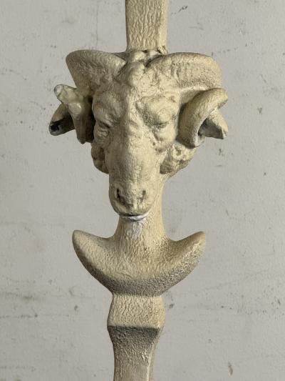  Sirmos NEOCLASSICAL RESIN RAMS HEAD FLOOR LAMP IN THE MANNER OF T H ROBSJOHN GIBBINGS
