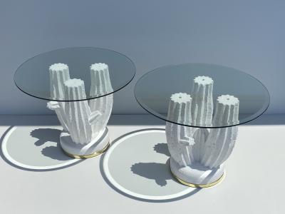 Sirmos Pair of Plaster Cactus Side End Tables