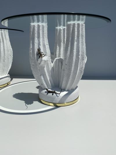 Sirmos Pair of Plaster Cactus Side End Tables