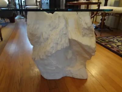  Sirmos Pair of Postmodern Serge Roche Inspired Faux Stone Plaster Tables