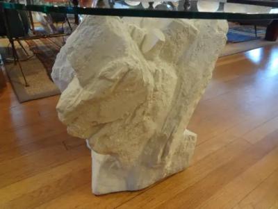  Sirmos Pair of Postmodern Serge Roche Inspired Faux Stone Plaster Tables