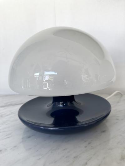  Sirrah Pair of Blue Metal and Glass Lamps by Vittorio Balli for Sirrah Italy 1970s