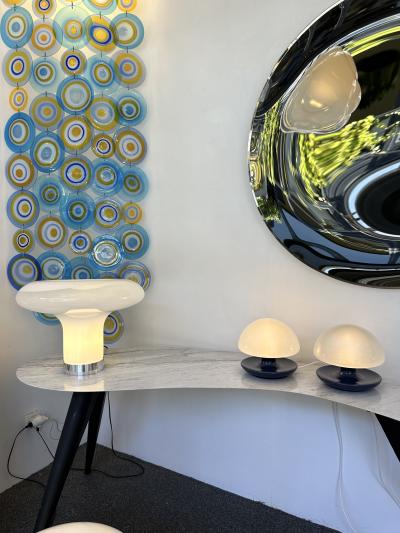  Sirrah Pair of Blue Metal and Glass Lamps by Vittorio Balli for Sirrah Italy 1970s