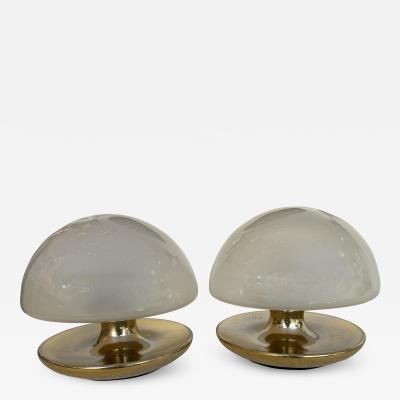  Sirrah Pair of Brass and Glass Lamps by Vittorio Balli for Sirrah Italy 1970s