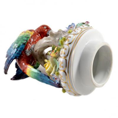  Sitzendorf Porcelain Manufactory 1901 Sitzendorf Porcelain Vase with Parrot Finial Germany