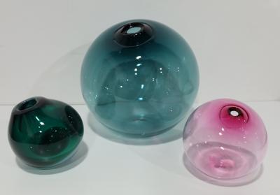  SkLO SkLO Float Glass Bubble Vessels Set of Three