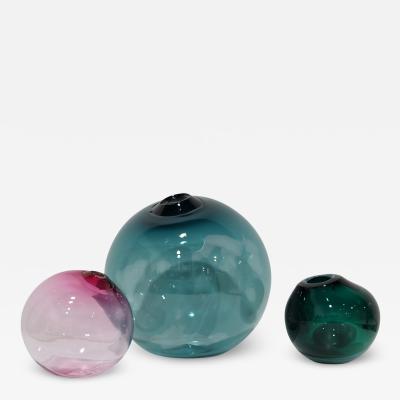  SkLO SkLO Float Glass Bubble Vessels Set of Three
