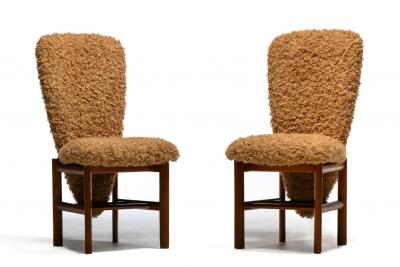  Skovby M belfabrik Set of 20 Danish Modern Tall Back Dining Chairs in New Camel Teddy Bear Fabric