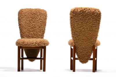  Skovby M belfabrik Set of 20 Danish Modern Tall Back Dining Chairs in New Camel Teddy Bear Fabric