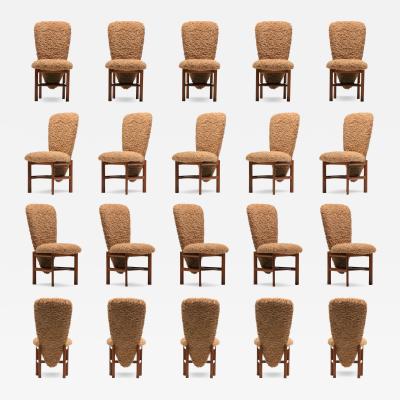  Skovby M belfabrik Set of 20 Danish Modern Tall Back Dining Chairs in New Camel Teddy Bear Fabric