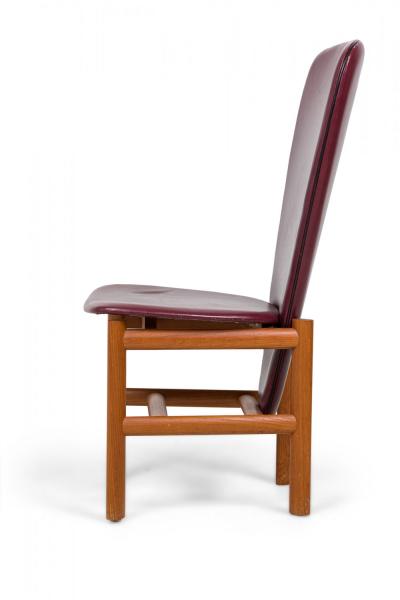  Skovby M belfabrik Set of 8 Skovby MA belfabrik High Back Teak Red Upholstered Dining Chairs