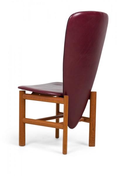  Skovby M belfabrik Set of 8 Skovby MA belfabrik High Back Teak Red Upholstered Dining Chairs