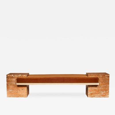  Slash Objects COEXIST BENCH BRASS FRAME ORANGE TRAVERTINE