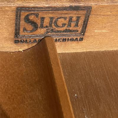  Sligh Lowry Furniture Co Sligh Lowry Faux Bamboo Campaign Desk Gilt Trim Leather Top