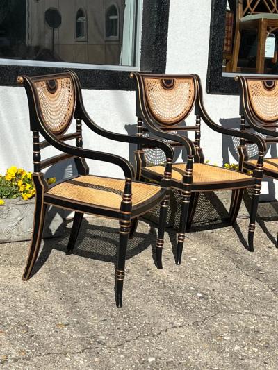  Smith Watson Set of 4 Smith Watson Regency Style Caned Armchairs