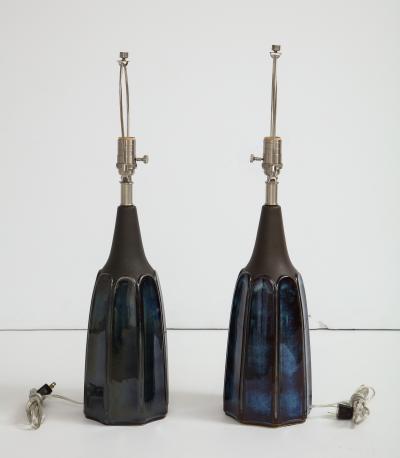  Soholm Pottery Soholm Danish Modern Midnight Blue Lamps