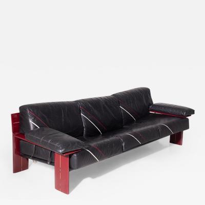  Sormani Wood and Leather Rare Sormani Sofa