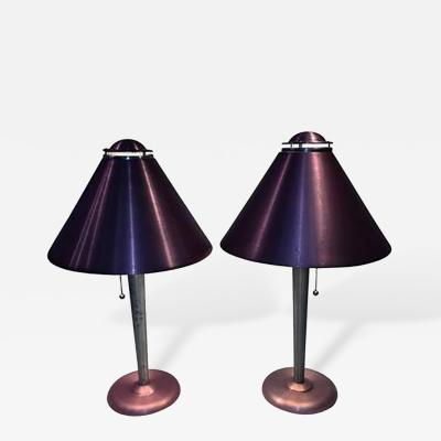  Soundrite Corp Amazing Pair of Art Moderne Anodized Spun Aluminum Lamps