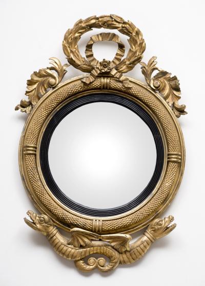 Spencer Crane Co Federal Giltwood Convex Mirror Circa 1810