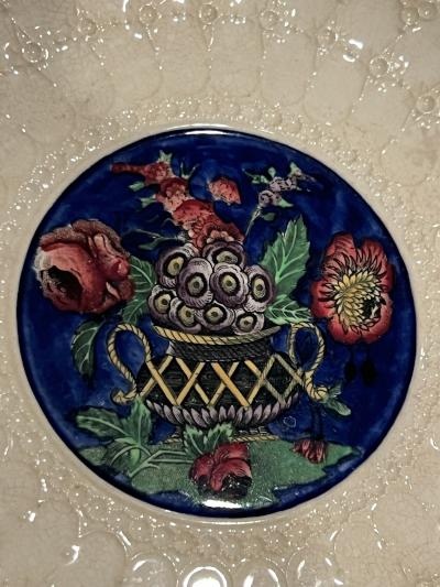  Spode ART DECO PLATE WITH BEAUTIFUL FLOWERS IN JARDINIERE CENTER BY SPODE