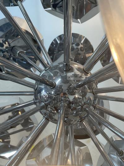  Sputnik Studio Large Italian Mid Century Modern Sputnik Style Flower Chandelier Round Chrome