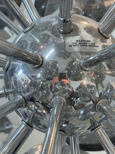  Sputnik Studio Large Italian Mid Century Modern Sputnik Style Flower Chandelier Round Chrome
