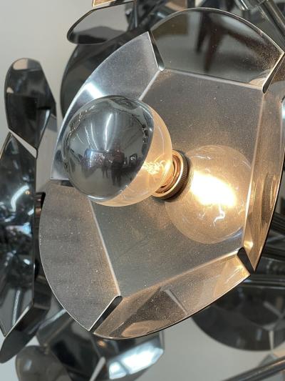  Sputnik Studio Large Italian Mid Century Modern Sputnik Style Flower Chandelier Round Chrome