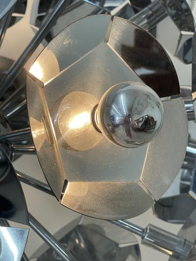  Sputnik Studio Large Italian Mid Century Modern Sputnik Style Flower Chandelier Round Chrome