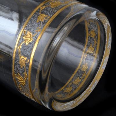  St Louis Crystal 1913 Saint Louis Crystal Thistle Six Water Glasses Gold Incrusted