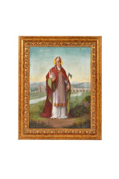  St Wolfgang of Regensburg Oil on Canvas German school 19th Century