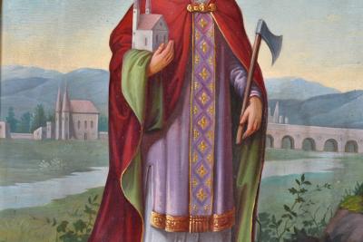  St Wolfgang of Regensburg Oil on Canvas German school 19th Century