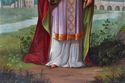  St Wolfgang of Regensburg Oil on Canvas German school 19th Century