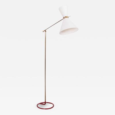  Stablet Rare Midcentury Diabolo Floor Lamp in Metal and Brass by Stablet France 1950s