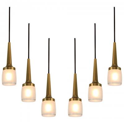  Staff Leuchten 1960s Staff Leuchten Glass and Brass Pendant