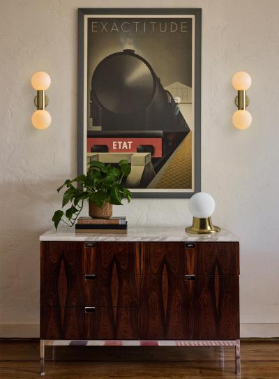  Staff Leuchten Pair of 1970s Motoko Ishii Opaline Glass Double Sconces for Staff Leuchten