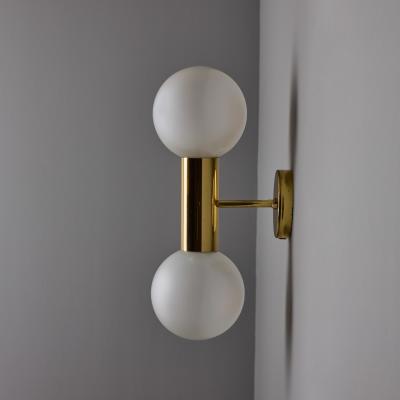  Staff Leuchten Pair of 1970s Motoko Ishii Opaline Glass Double Sconces for Staff Leuchten