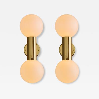  Staff Leuchten Pair of 1970s Motoko Ishii Opaline Glass Double Sconces for Staff Leuchten