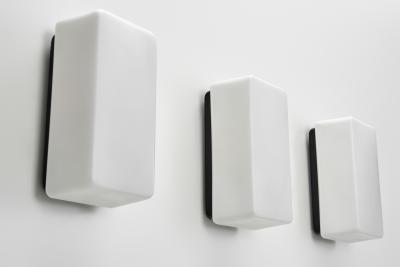  Staff Leuchten Set of Three Opaline Wall Lamps by Staff Leuchten Germany 1960s