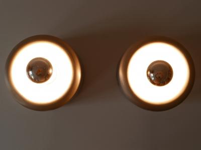  Staff Leuchten Set of Two Mid Century Donut Ceiling Fixtures or Sconces by Staff Germany 1970s