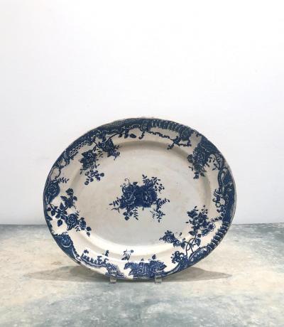  Staffordshire Circa 1870 Staffordshire Victorian Blue and White Platter England