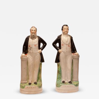  Staffordshire Circa 1875 Staffordshire Figures Moody and Sankey England A Pair