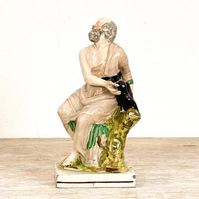  Staffordshire Circa 19th Century Elijah and the Raven Staffordshire Figure England