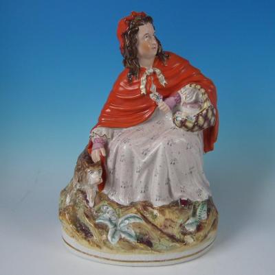  Staffordshire Large Staffordshire Red Riding Hood and Wolf Figure