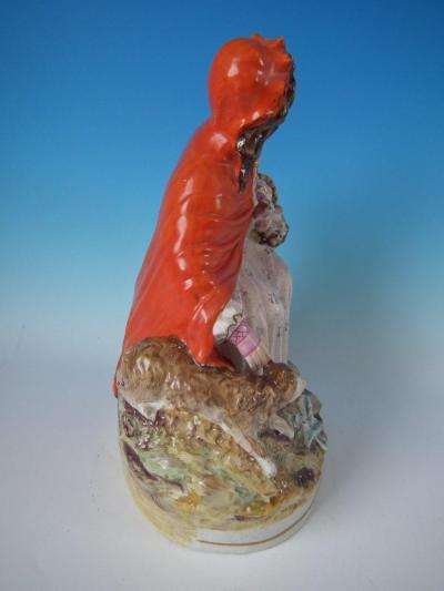  Staffordshire Large Staffordshire Red Riding Hood and Wolf Figure
