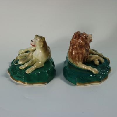  Staffordshire Rare Pair Staffordshire Lion and Lioness Figures