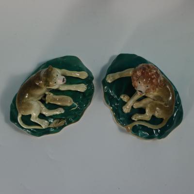  Staffordshire Rare Pair Staffordshire Lion and Lioness Figures